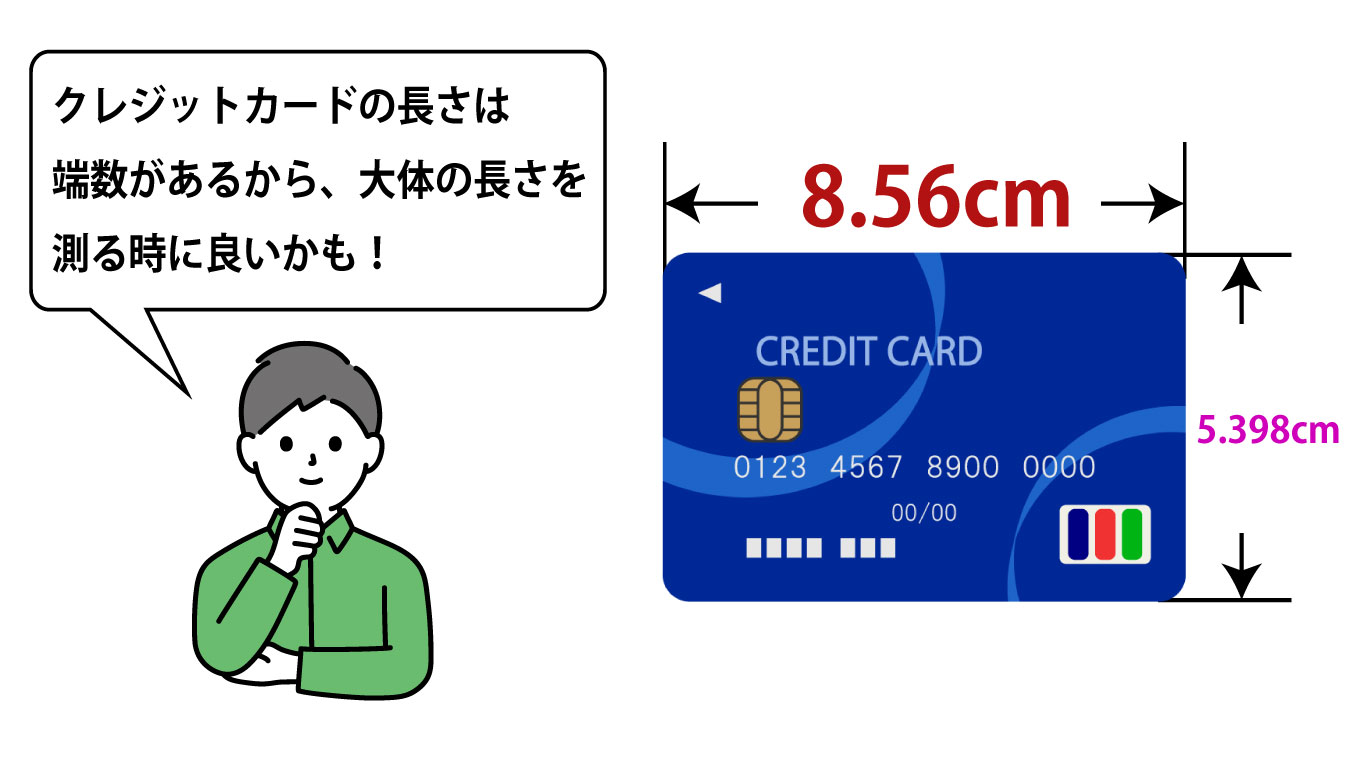クレジットカードやキャッシュカードの長さはキリがよくないから大体の長さを測ると良いかも